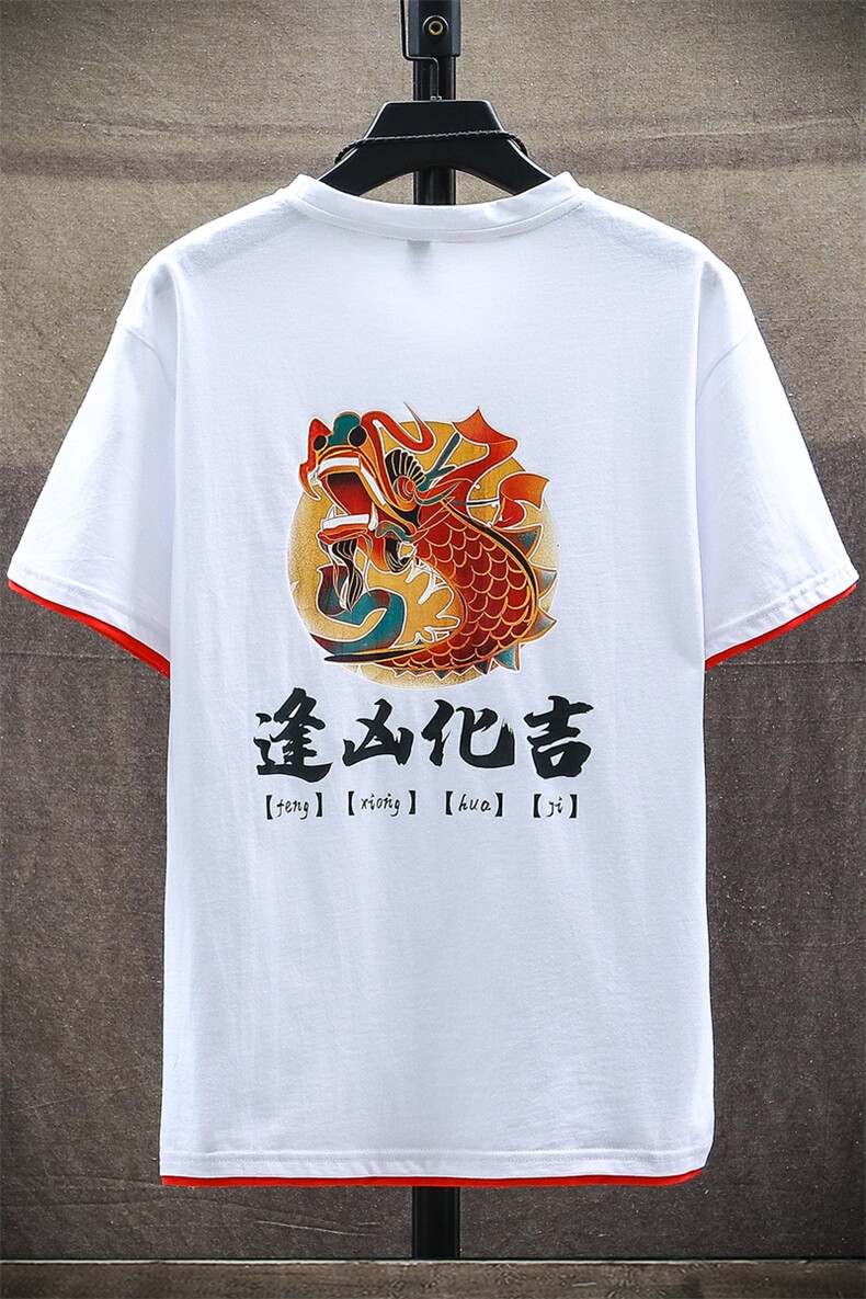 国潮T恤青少年动物印花圆领短袖95%棉男夏季A158-D01,男装T恤,星座310B-3
