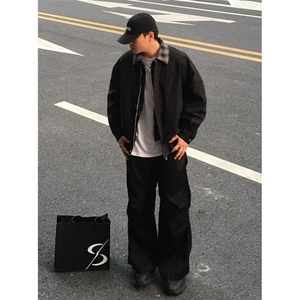 棕色假两件外套男春季巴恩风哈灵顿穿搭休闲翻领夹克 JY15图片