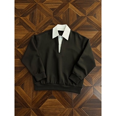 26春老钱风衬衫领cleanfit假两件卫衣W1997/特P45，男装衬衫，电商B350