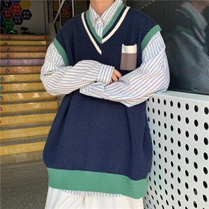 新款潮流针织马甲港风秋装背心男韩版休闲青年上去A161-M2046-P45图片