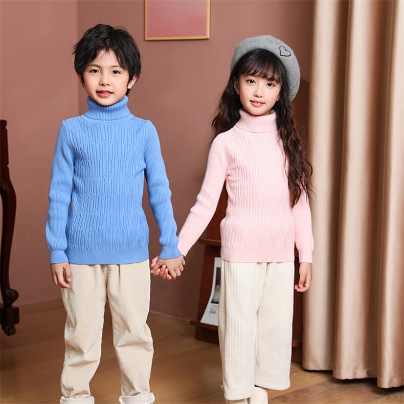 秋冬新款安迪绒童装麻花高翻领毛衣舒适保暖时尚百搭适合男女童，童装卫衣/绒衫，绒颖羊绒