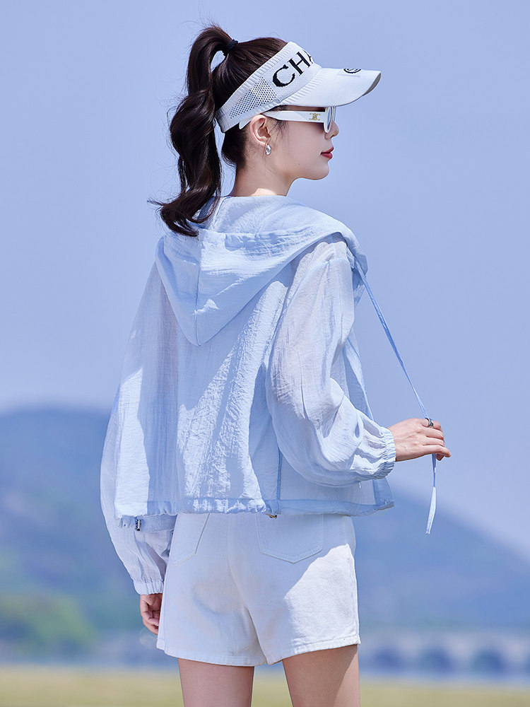 衣女新款薄款透气轻薄连帽开衫多巴胺外穿通勤外套女2026夏季外套,女装防晒衣,靓衣阁