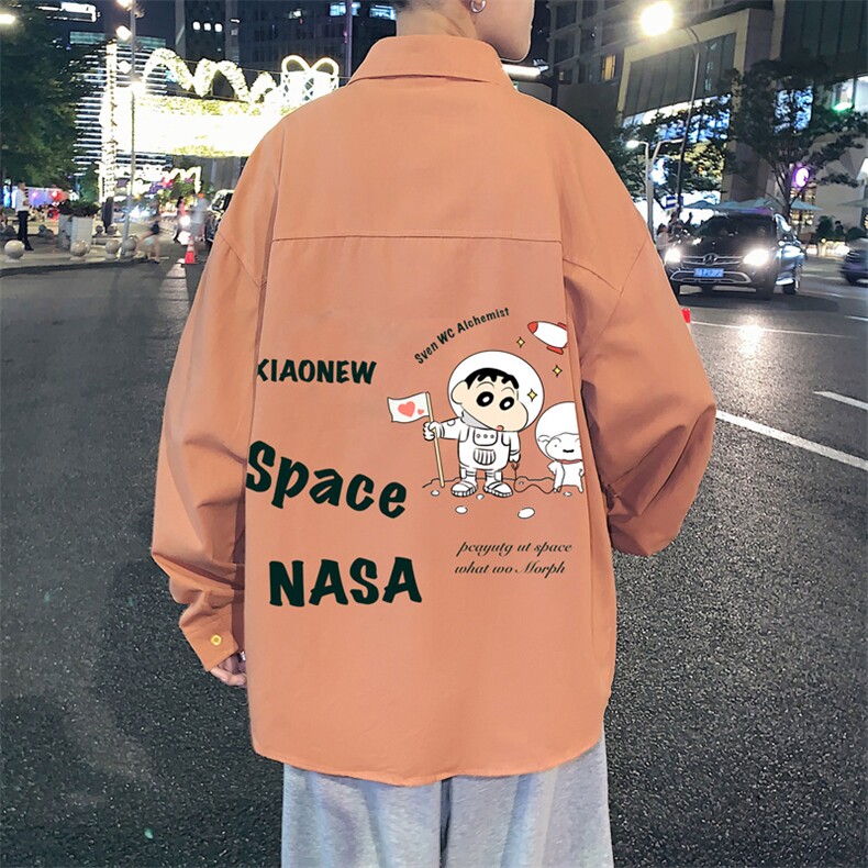 春季长袖衬衫男宽松港风衬衣男外套男CSCS290-P35,男装衬衫,电商B371
