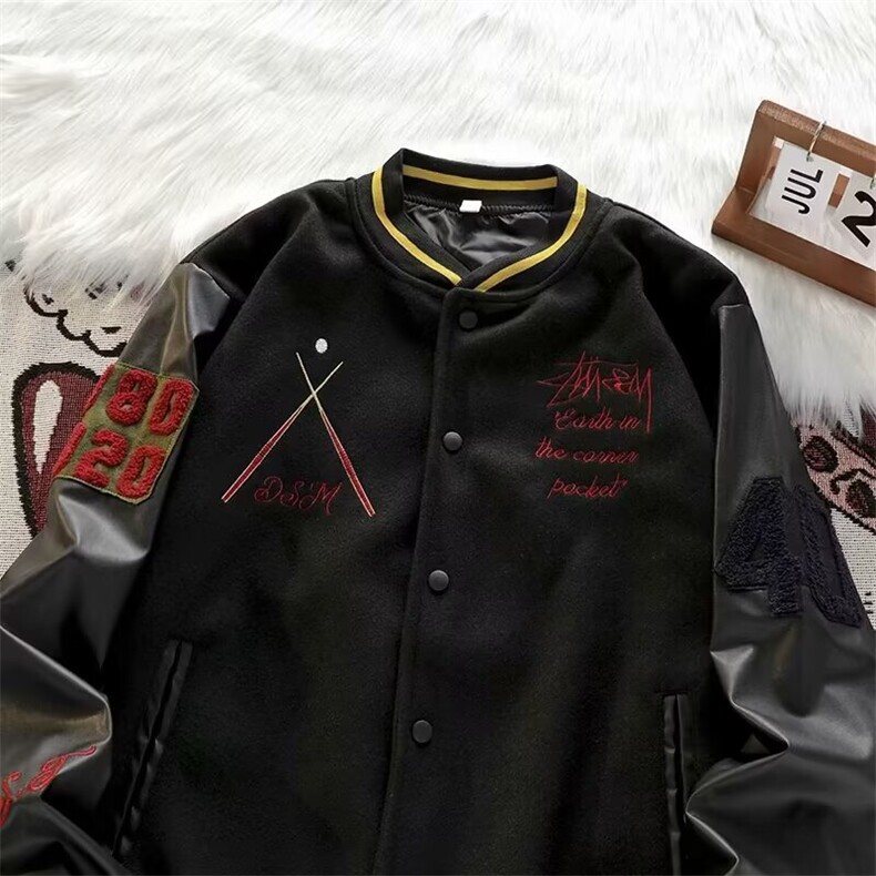 春秋欧美高街男夹克地球刺绣情侣装宽松棒球服潮牌外套JK112P74,男装夹克,星座1013-5