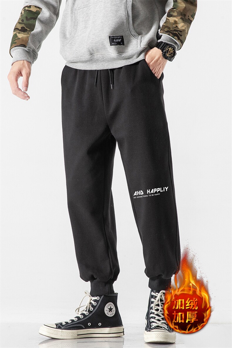 K12117-P40加绒P50束脚纯棉运动裤男士休闲裤大码宽松卫裤男,男装休闲裤,电商A040A