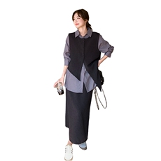 C051-衬衫马甲半身裙三件套-T668-P170-K248，女装套装/套裙，2C051