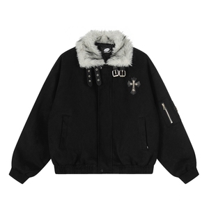 现货高质量 座山雕毛领棉服男女冬季cleanfit工装外套MF389-P115图片