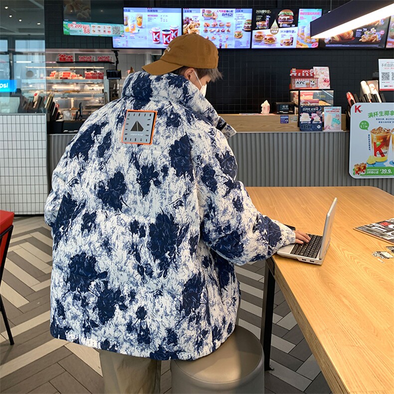 （）卡通工艺立领潮牌宽松情侣学生面包服鸭绒羽绒服控398,男装羽绒服,星座301D-4(原星座1004-4）