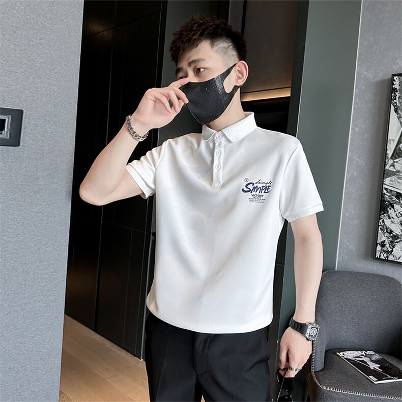 社会小伙夏季男士潮牌Polo衫字母印花短裤翻领体恤C208-8888-P38图片
