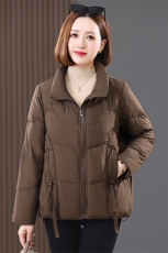 冬季新款2024年羽绒服女加厚短款防风经典立领白鸭绒，女装羽绒服，涵誉