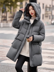 《爆2025冬款中长款羽绒服时尚简约休闲不挑身材不挑年龄上身显瘦，女装羽绒服，米莱
