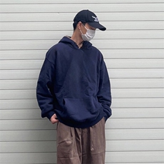 抖音得物高品质二开25秋冬美式重磅宽松纯色连帽贝壳刺绣卫衣W63，男装卫衣，电商A486