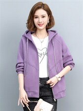 2021冬季新款时尚休闲连帽加绒外套女宽松显瘦保暖上衣，女装卫衣/绒衫，依恋蒂丝