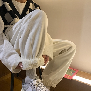 华夫格羊羔毛加绒束脚裤 KP46批55控68 薄款KP56批45控58图片