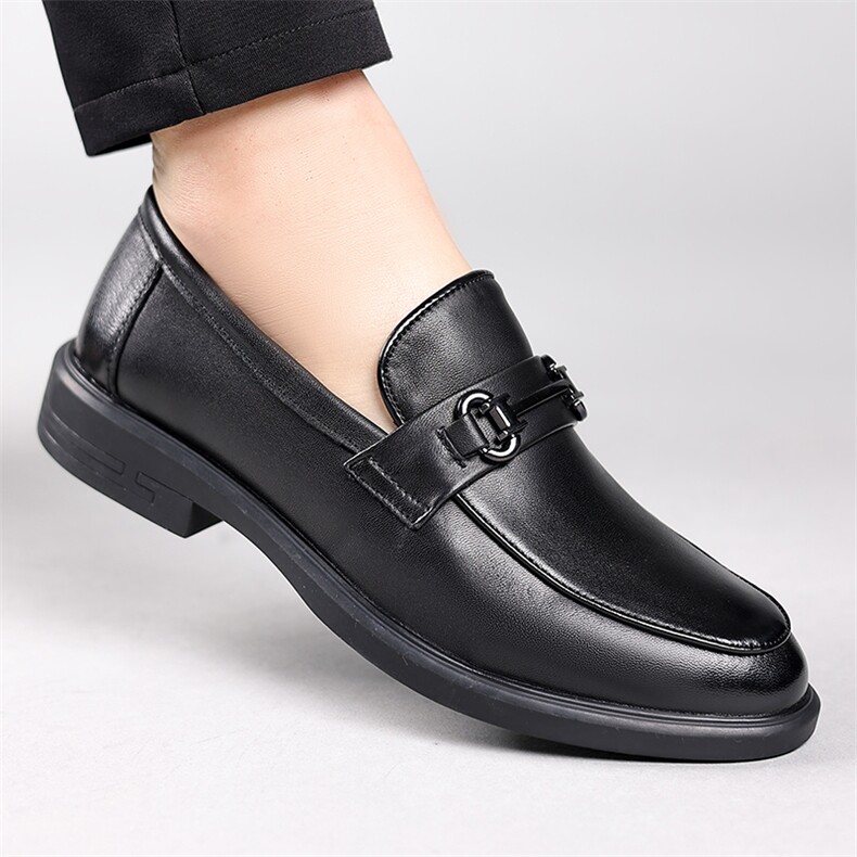 新款羊皮男士皮鞋英伦风商务休闲男鞋一脚蹬男鞋透气真皮鞋，男鞋皮鞋，电商A223