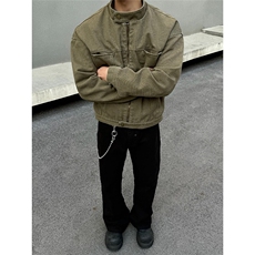 美式复古水洗立领外套男春秋潮牌短款痞帅工装夹克JKA962-P79，男装夹克，星座208-5