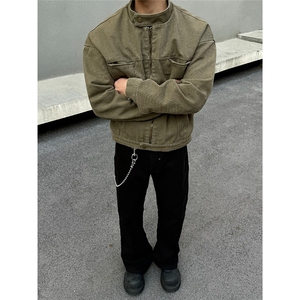美式复古水洗立领外套男春秋潮牌短款痞帅工装夹克JKA962-P79图片