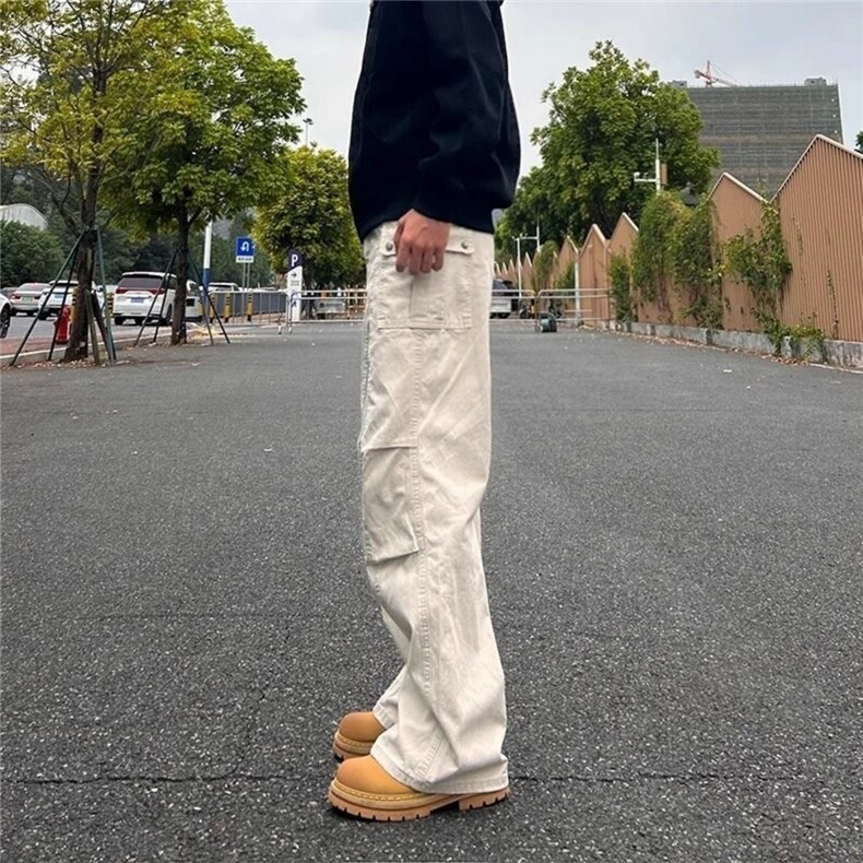 美式复古工装长裤男女春秋高街潮牌宽松休闲直筒多口袋水洗牛仔裤,男装牛仔裤,星座506A