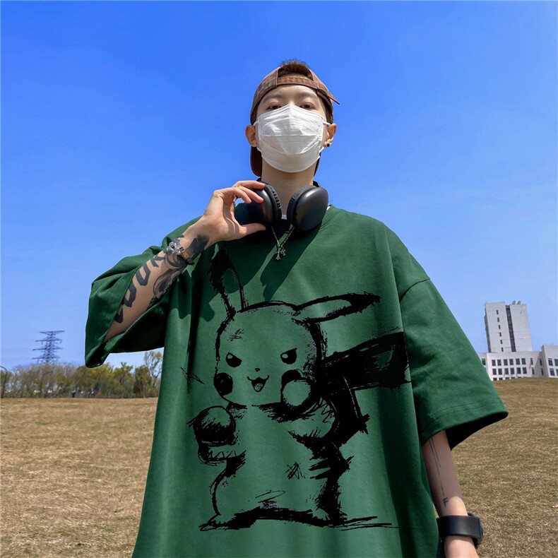 纯棉T恤直播高品质重磅220克皮卡丘印花T61-p25,男装T恤,星座508（原C305）
