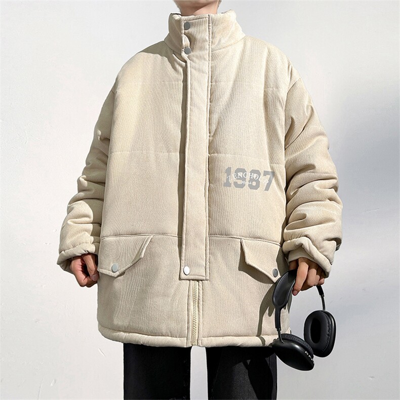 DT2235-TP130控价178冬季新款字母印花外套男保暖休闲宽松棉衣,男装棉衣,电商A102-1