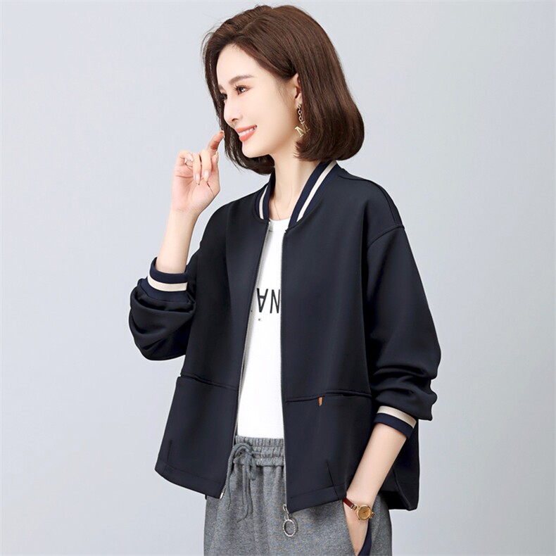 短款棒球服外套女春秋2025新款大码宽松显瘦中年妈妈休闲开衫上衣,女装卫衣/绒衫,璐依舞