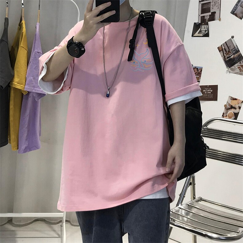 T010常年款男士休闲字母印花T恤衫外套圆领半袖五分袖TEE男女中性,男装T恤,星座115A-3