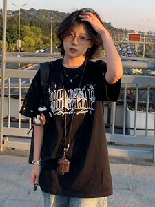 H1050-P30 星星刺绣短袖T恤女夏季嘻哈美式宽松图片