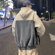 2024冬款潮加绒拼接棉衣羊羔绒保暖连帽外套男女921-P110控价158，男装棉衣，电商A441-1