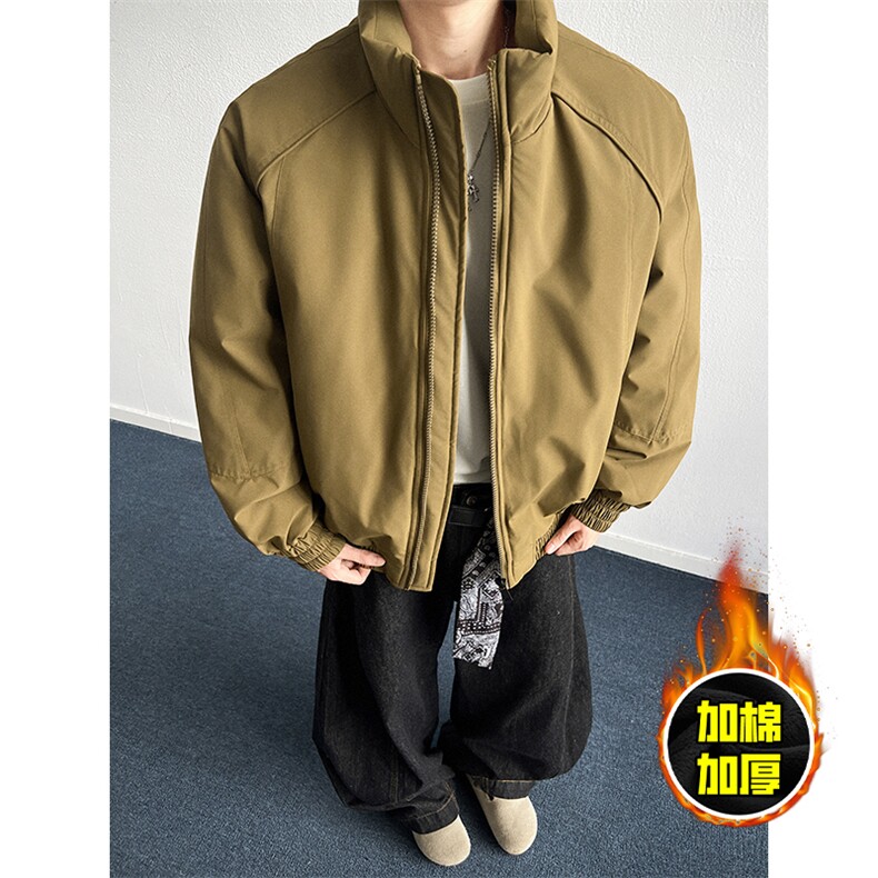 现货美式高街休闲棉衣夹克三防立领纯色户外工装加厚棉服外套图片