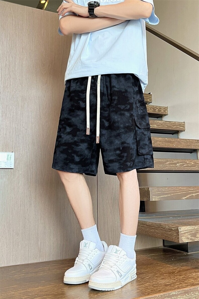 K5038/特P32夏季新品迷彩工装短裤男夏季直筒扎染五分休闲中裤,男装牛仔裤,电商A141