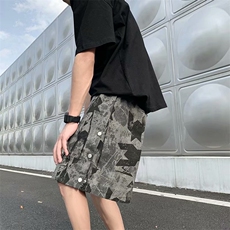 新款排扣迷彩高街痞帅复古ins潮牌夏季薄款炸街休闲裤K1154-P25，男装休闲裤，星座512-2