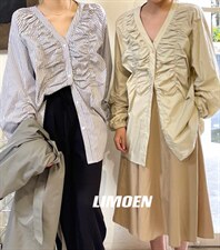 5156#复活款褶皱衬衫，女装衬衫，mm+ 里墨恩