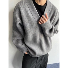 复古灰色v领毛衣男款冬季慵懒针织衫外套叠穿内搭打底衫MY49，男装针织衫/毛衣，星座1116A（原606A-3）
