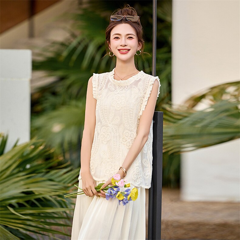 提花套装连衣裙女2025夏季新款高级感百搭显瘦减龄遮肚两件套裙子,商品下架区,韩然一族