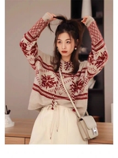 时尚提花女士羊毛衫舒适保暖显瘦连帽设计，女装羊毛衫，千御纺羊绒