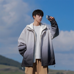 JK7833-P78 2025秋季新款渐变假两件连帽防水宽松夹克图片