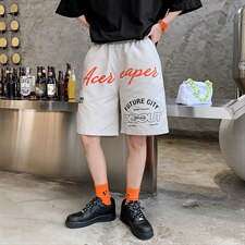 【】A003-HK7183-P35夏装新款字母时尚休闲短裤女模1，男装休闲裤，电商A003