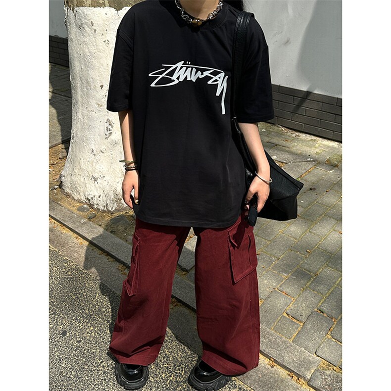 美式复古重磅纯棉欧美复古潮牌短袖t恤oversize小众七分袖，男装T恤，星座310A-4