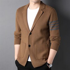 新款2023秋季针织开衫外套男中年纯色翻领毛衣薄款宽松免烫上衣，男装针织衫/毛衣，电商B212（原钱塘6029）
