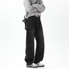 美式街头做旧牛仔裤男春直筒欧美高街vibe风长裤子NZ2-P53，男装牛仔裤，星座308B-2