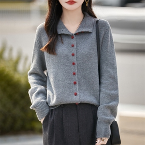 2025年秋季单件长袖通勤女士高领针织开衫图片