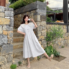 娃娃领连衣裙夏日减龄裙子碎花有收腰2C323-1139-P125-K188，女装连衣裙，2C323