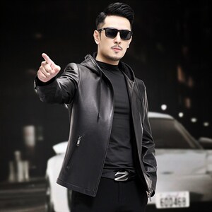WL1720-1秋冬新款男士皮衣男绵羊皮连帽外套商务休闲男装P700,男装皮衣,电商B360