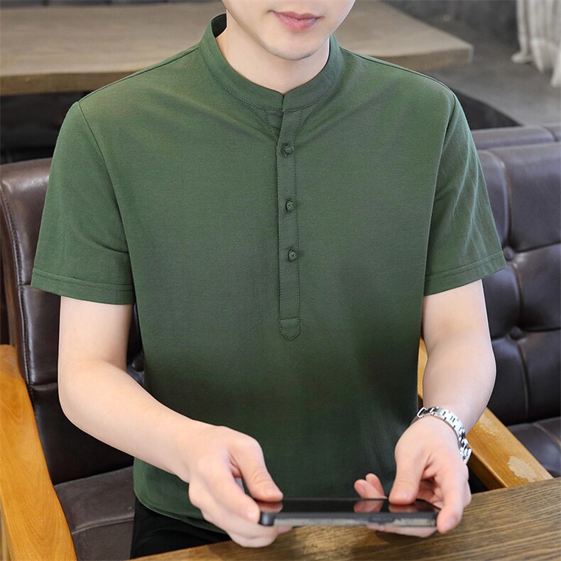 2025夏季棉麻透气清凉男士风盘扣短袖休闲T恤上衣XF9803-P50,男装T恤,星座1105-3