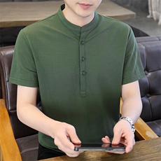 2025夏季棉麻透气清凉男士风盘扣短袖休闲T恤上衣XF9803-P50，男装T恤，星座1105-3