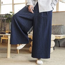 秋季宽松舒适立体剪裁长款立体格子纹透气亚麻裤男款麻裤D265P75，男装休闲裤，星座312B-2