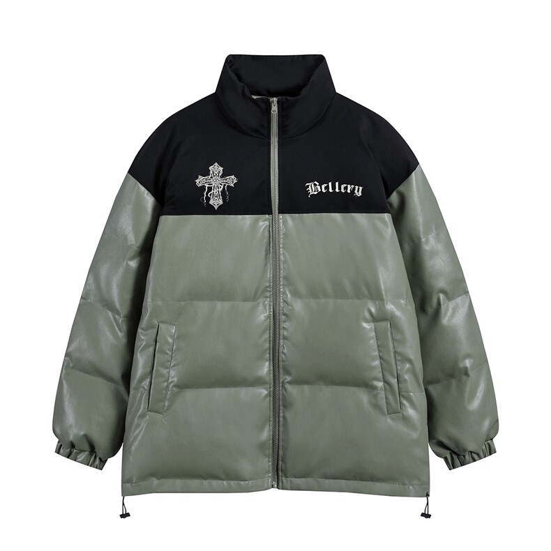 白底23新款冬季时尚百搭宽松字母印花皮棉服外套MY402P115控158,男装棉衣,电商A247-1