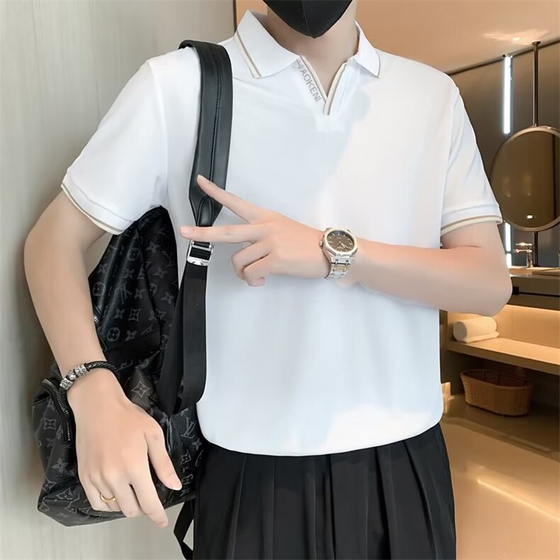 POLO衫短袖男夏季冰感翻领男士冰丝薄款半袖商务风大码T恤T549P28,男装Polo衫,星座1116-2