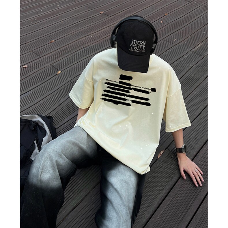 量大优供抖音视频支持得物配合二开美式满天星亮片短袖T恤MTX136,男装T恤,电商A486