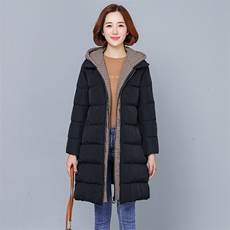 棉衣/棉服连帽拉链2020年冬季长袖中长款时尚常规保暖舒适，女装棉衣/棉服，独衣靓